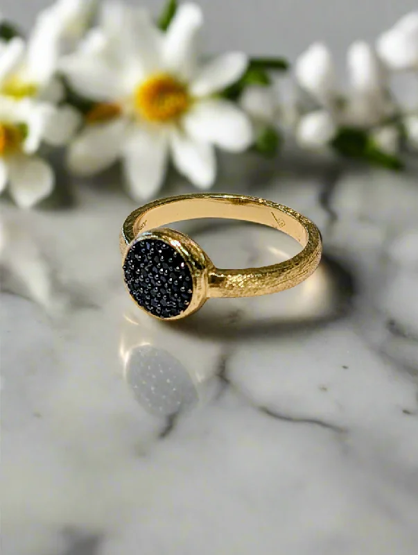 Women's moon phase rings-Black Spinel Pavé Ring