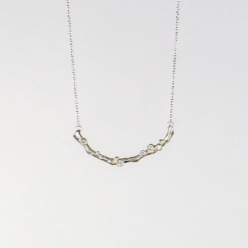 Women's rose gold necklaces-Long Encrusted Branch Necklace by Branch