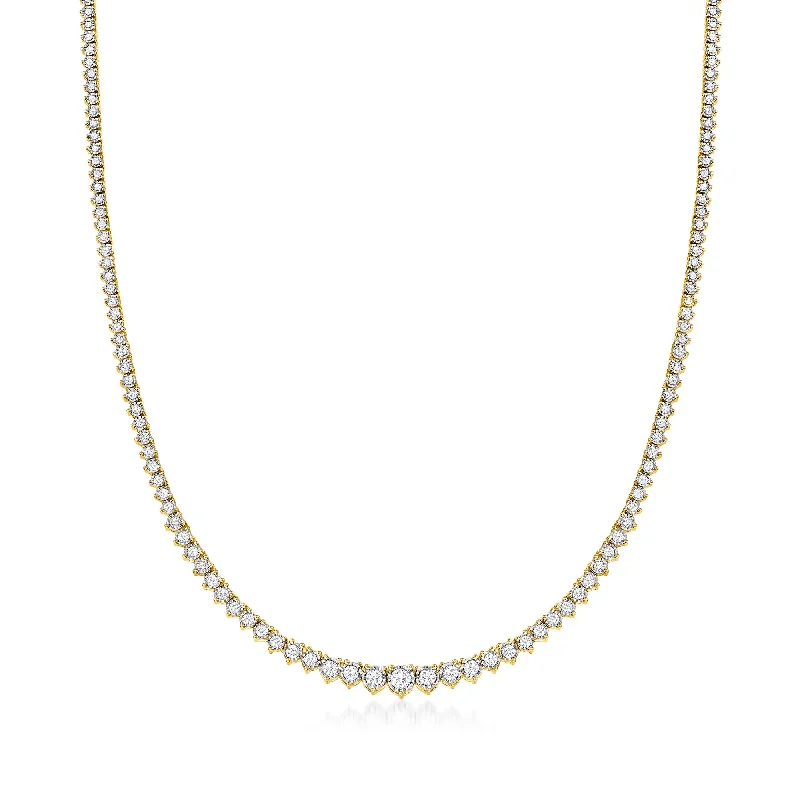 Women's birthday gift necklaces-Ross-Simons Diamond Tennis Necklace in Sterling Silver