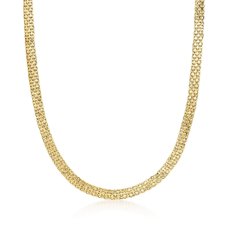 Women's ethical necklaces-Ross-Simons Italian 18kt Yellow Gold Bismark-Link Necklace