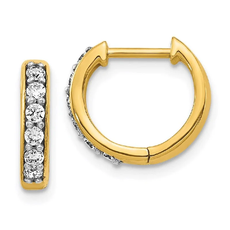 Women's gift earrings-14k Yellow Gold Diamond Hoop Earrings