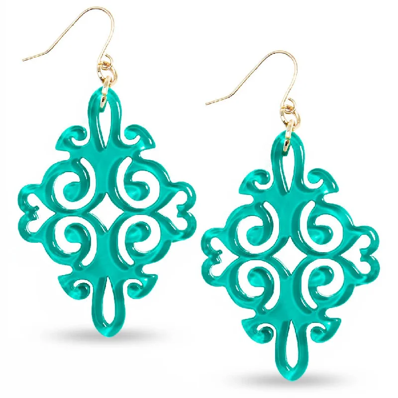 Women's investment rings-Teal Swirls & Twirls Resin Earring