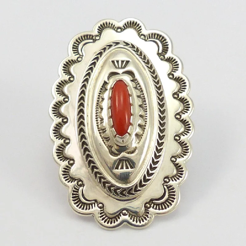 Women's adjustable rings-Coral Concha Ring