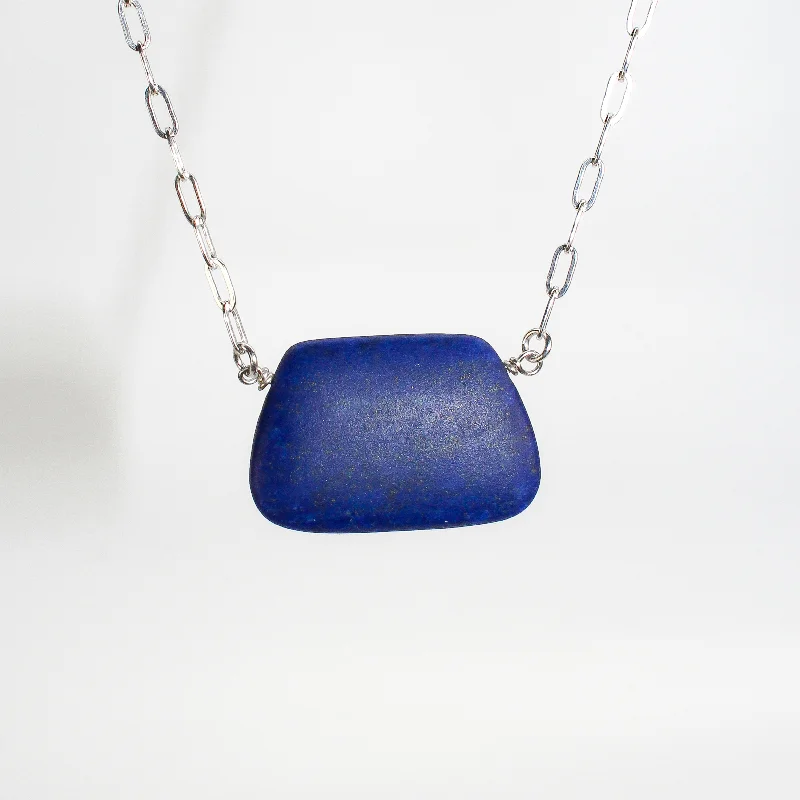 Women's emerald necklaces-NEW! Matte Lapis Pendant by Rina Young