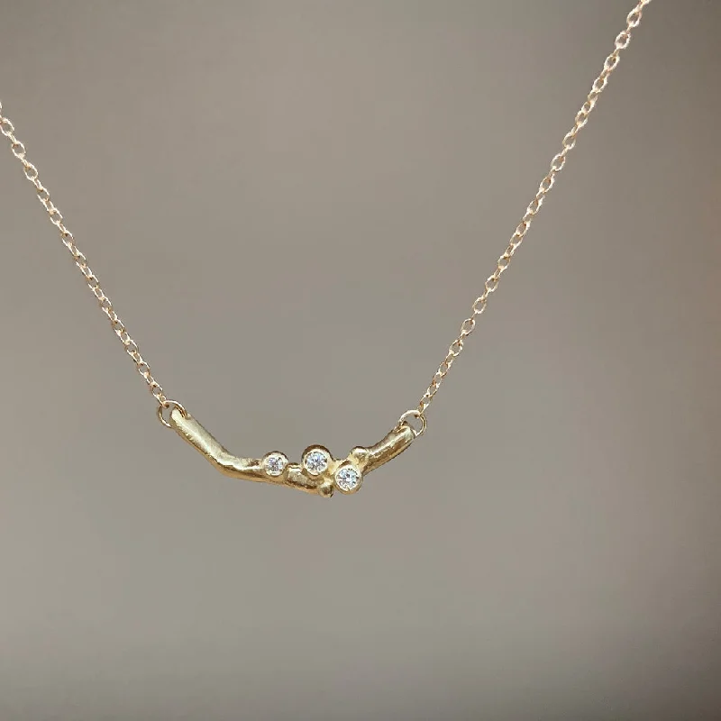 Women's gold-plated necklaces-NEW! Encrusted Tiny Branch Necklace in 14kt Gold by Branch