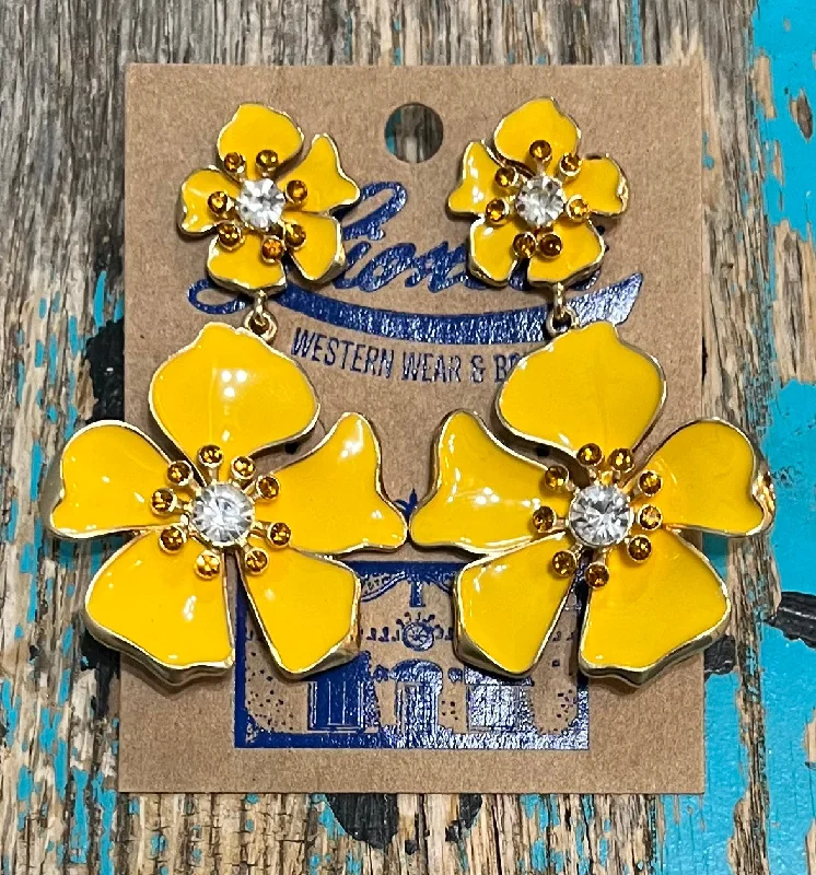 Women's stainless steel rings-Bold & Beautiful Yellow Flower Earring