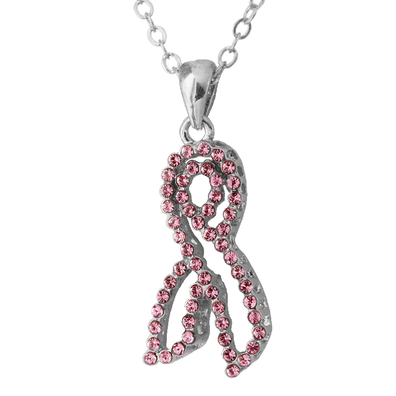 Women's gemstone necklaces-Outstanding Crystal Pink Ribbon Necklace