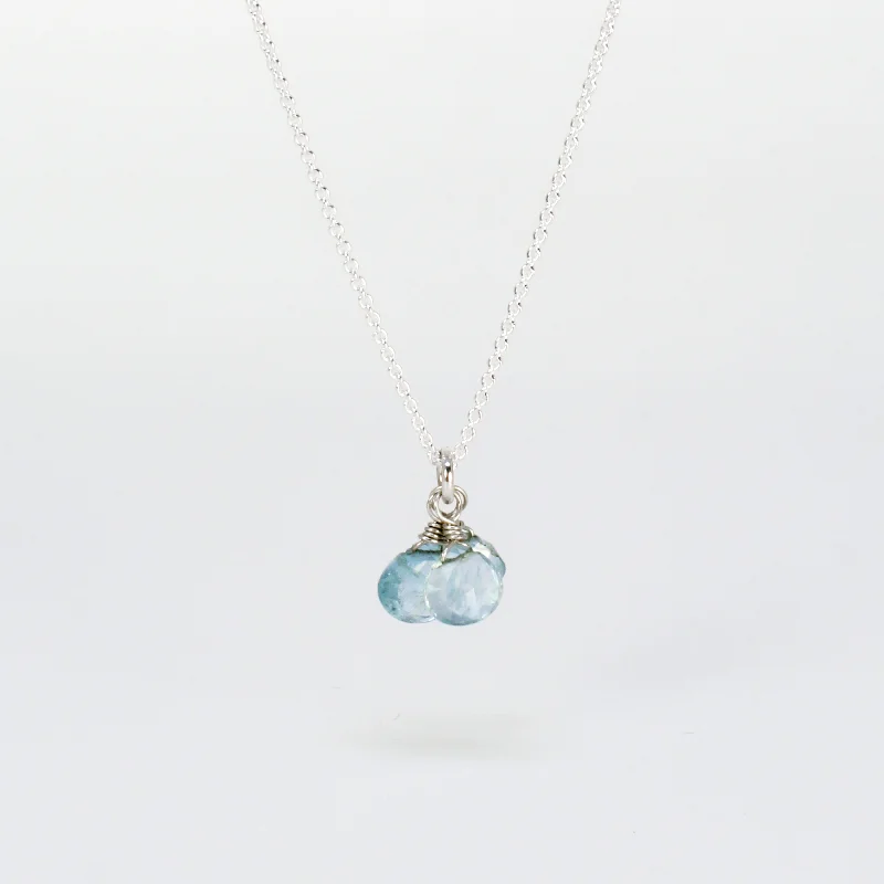 Women's formal necklaces-NEW! 3 Aquamarine Beaded Pendant by Rina Young