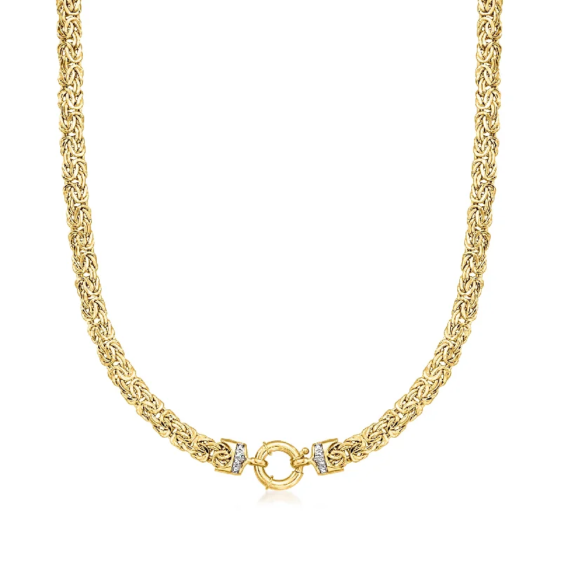 Women's casual necklaces-Ross-Simons 14kt Yellow Gold Byzantine Necklace With Diamond Accents