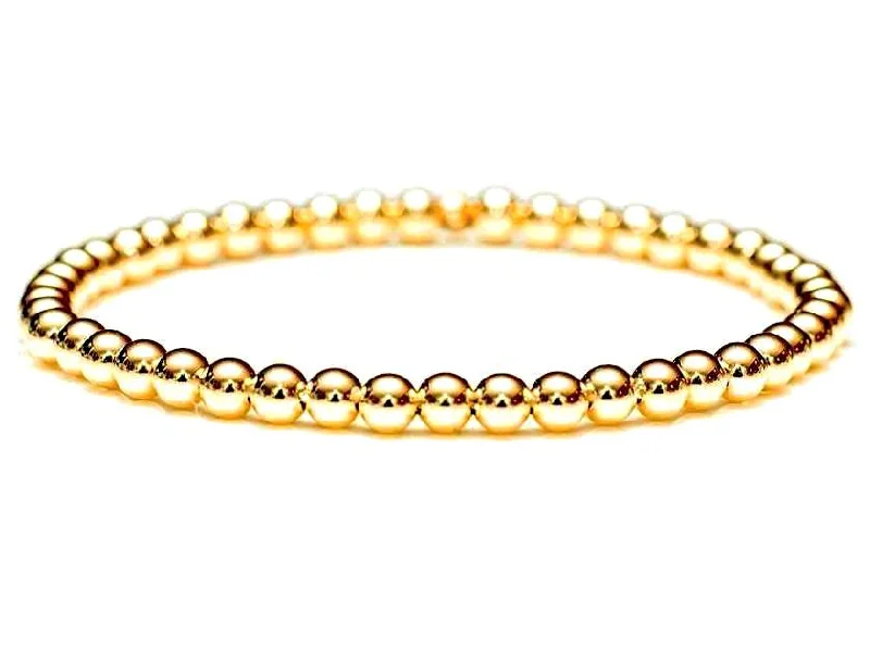 Women's everyday bangles-18k Gold Ball Bead Stretch Bracelets, 3mm - 6mm, Men and Women's Bracelet