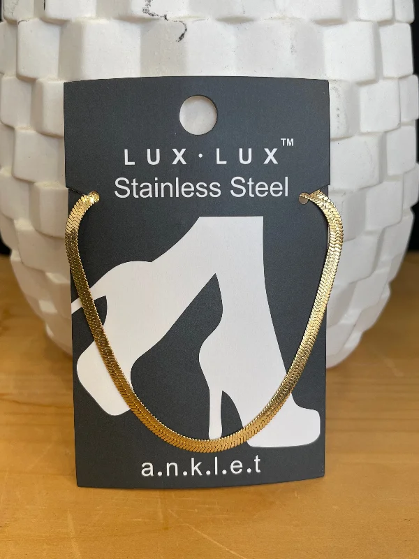 Women's pet memorial bangles-Herringbone Ankle Bracelet