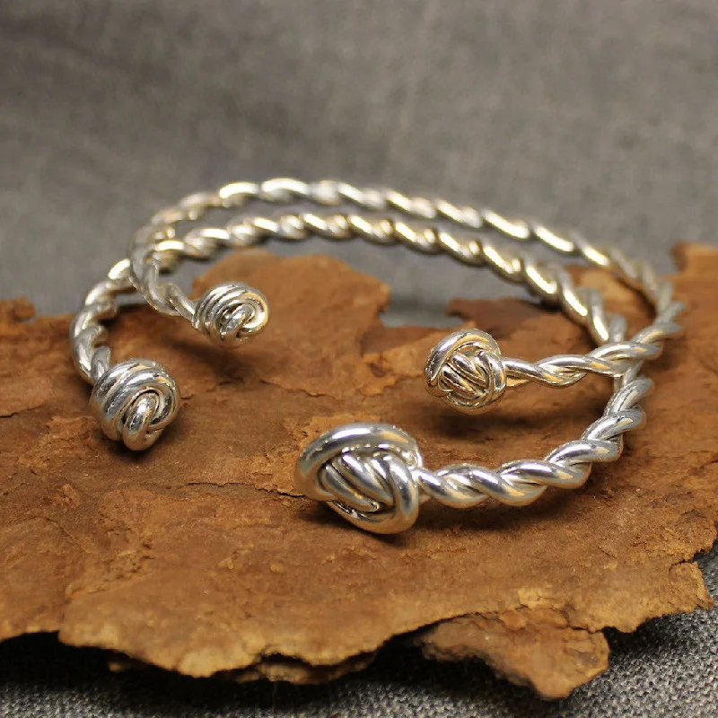 Women's crystal bangles-Twisted Knot Sterling Silver Cuff Bracelet