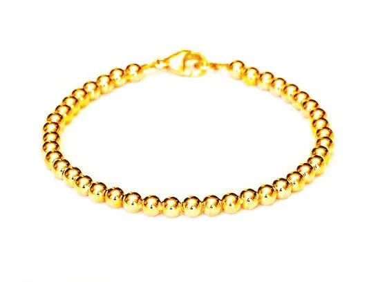 Women's gemstone bangles-14k Gold Bead Bracelet - 6mm - Men and Women's Bracelet