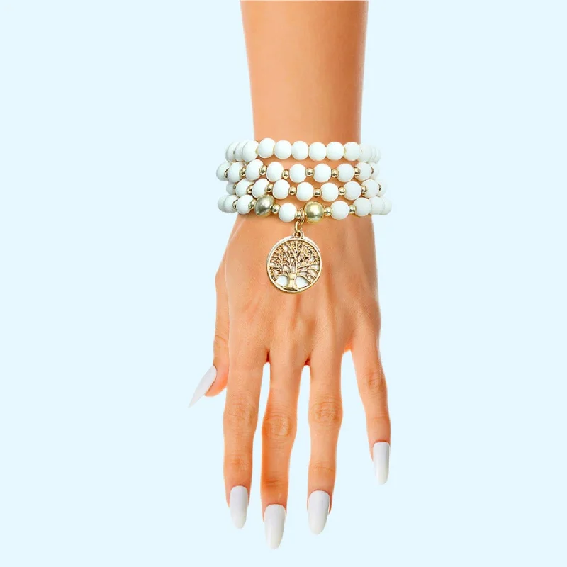 Women's travel bangles-Exquisite White Bracelet Set: Elegance Redefined for Women