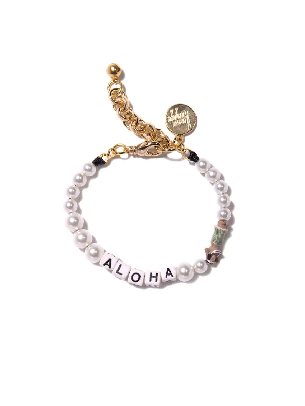 Women's family bangles-LADY ALOHA PEARL BRACELET