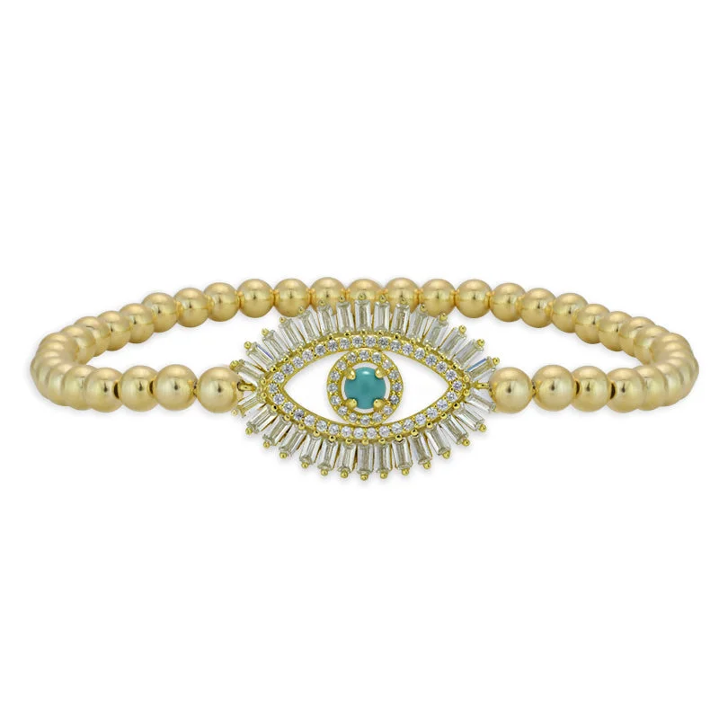 Women's charm bracelets-Alana Turquoise Evil Eye Bead Bracelet