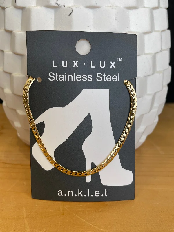 Women's personalized bangles-Lux Gold Ankle Bracelet