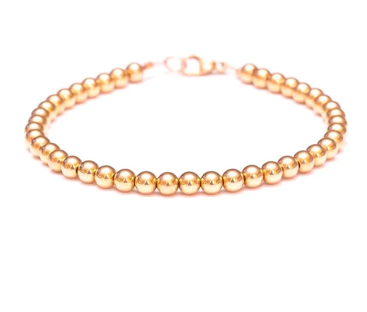 Women's sustainable bangles-18k Rose Gold Bead Bracelet - Women and Men's Bracelet - 4mm