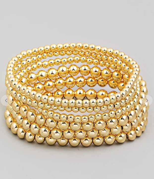 Affordable women's bangles-Gold Six Row Stretch Bracelet