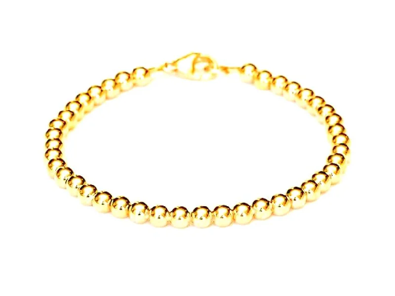 Trendy women's bangles-18k Gold Bead Bracelet - Women and Men's Bracelet - 5mm