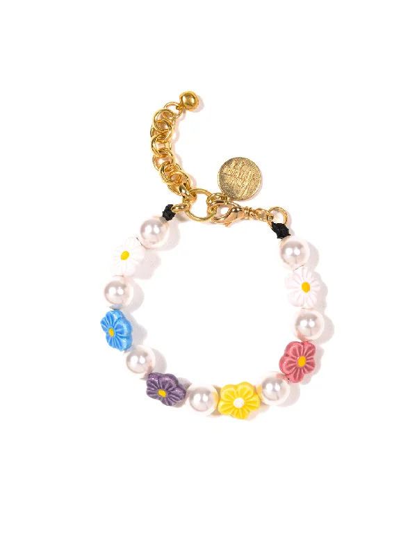 Luxury women's bangles-DAISY CHAIN PEARL BRACELET