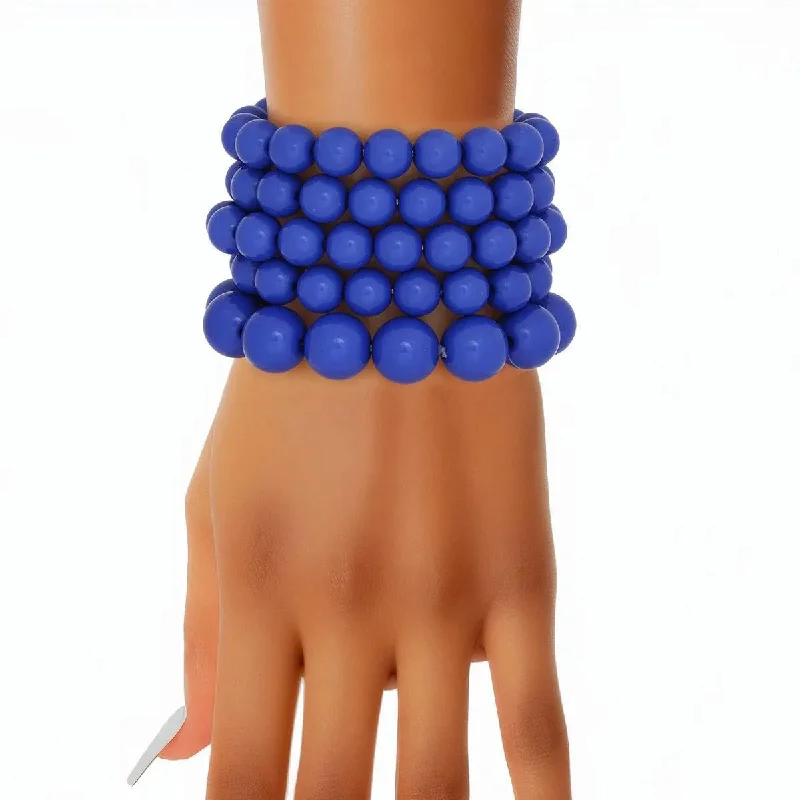 Custom women's bangles-Stylish Matte Blue Bead Bracelets to Up Your Accessory Game