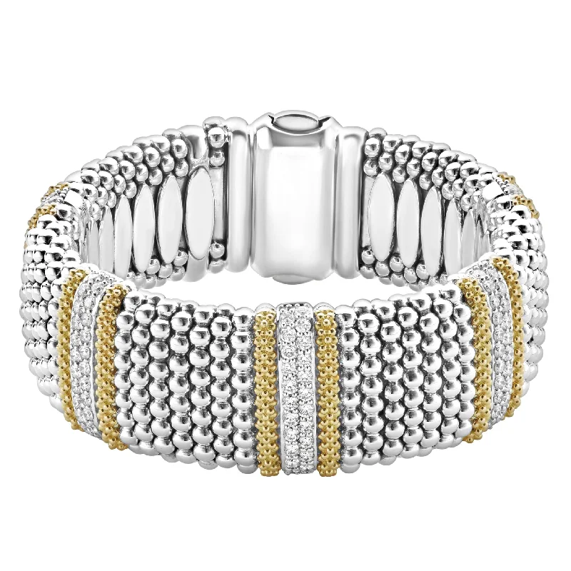 Women's casual bangles-Caviar Lux Five Station Diamond Caviar Bracelet | 23mm