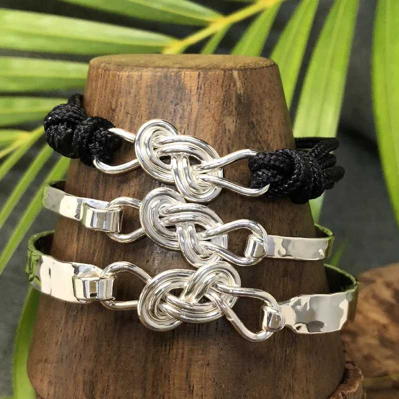 Handmade women's bangles-Double Infinity Sterling Silver Latch Bracelet