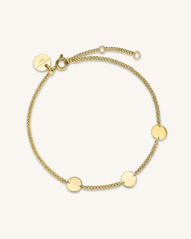 Minimalist women's bangles-3 Coin Bracelet