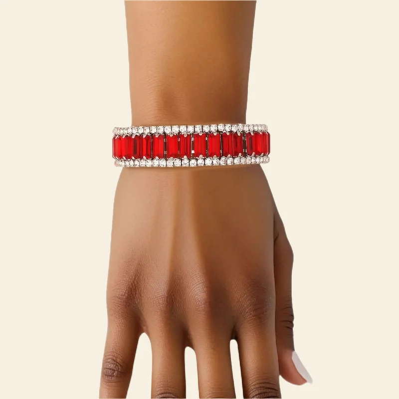 Women's graduation bangles-Elegant Red Crystal Bracelet – Lightweight and Dazzling