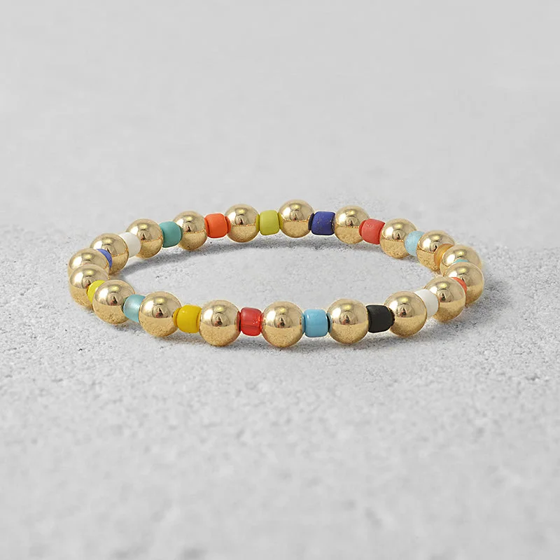 Women's sterling silver bangles-Kayla Bead Layering Bracelet