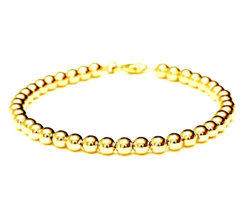 Women's travel bangles-18k Gold Bead Bracelet - Women and Men's Bracelet - 6mm