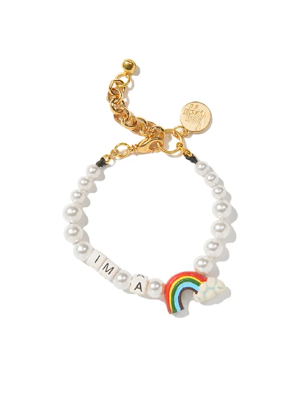 Women's DNA bangles-I'M A RAINBOW PEARL BRACELET (CREAMROSE)