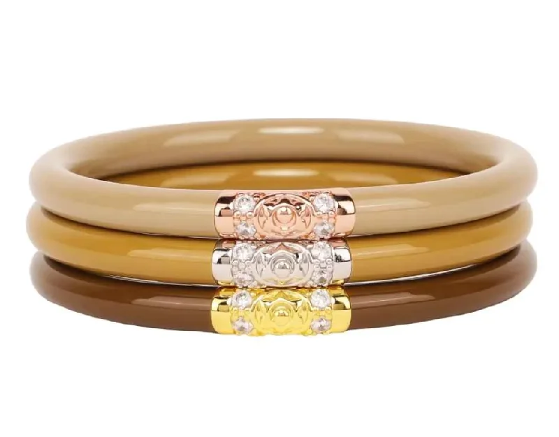 Women's elegant bangles-Three Kings Budha Girl Bracelets-size large Set of 3