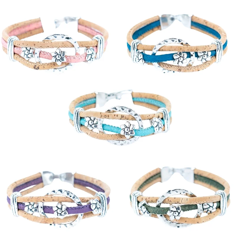 Women's statement bangles-Colorful cork thread and Alloy accessories handmade women's bracelet DBR-051-MIX-5