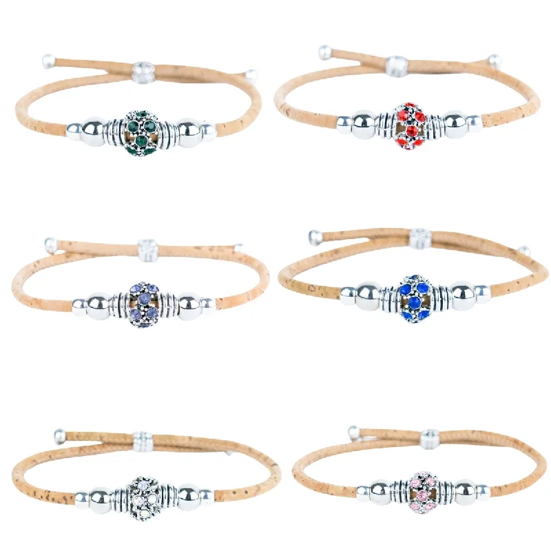 Women's cross bangles-3mm round natural cork wire and alloy hardware handmade women's bracelet DBR-006-MIX-6