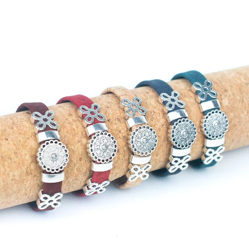 Women's moon phase bangles-10mm flat colorful cork cord handmade bracelet DBR-038-MIX-5