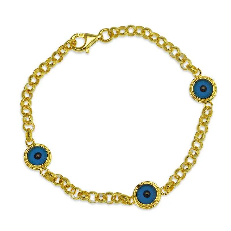 Women's diamond bangles-Jada Blue Evil Eye Chain Bracelet