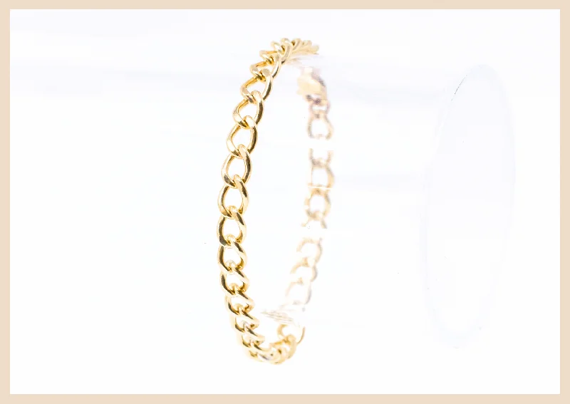 Luxury women's bangles-Gold Curb Chain Bracelet