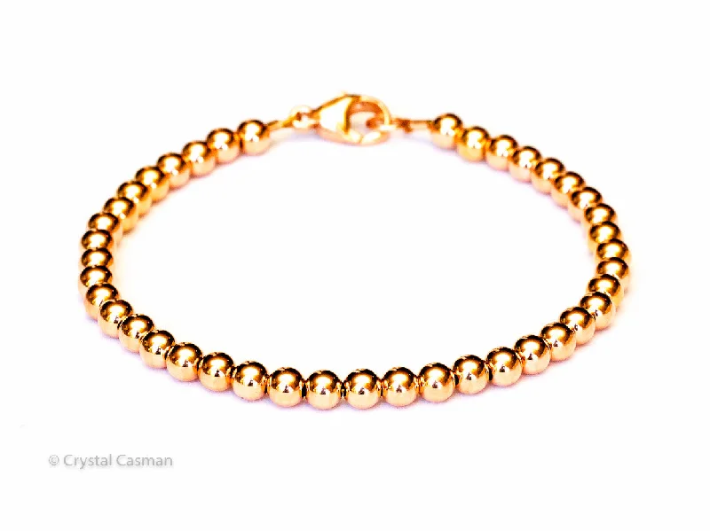 Women's star bangles-14k Rose Gold Bead Bracelet - Women and Men's Bracelet - 6mm