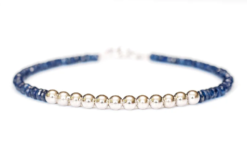 Women's gold-plated bangles-Sapphire Bracelet in 14k White Gold - Women and Men's Bracelet