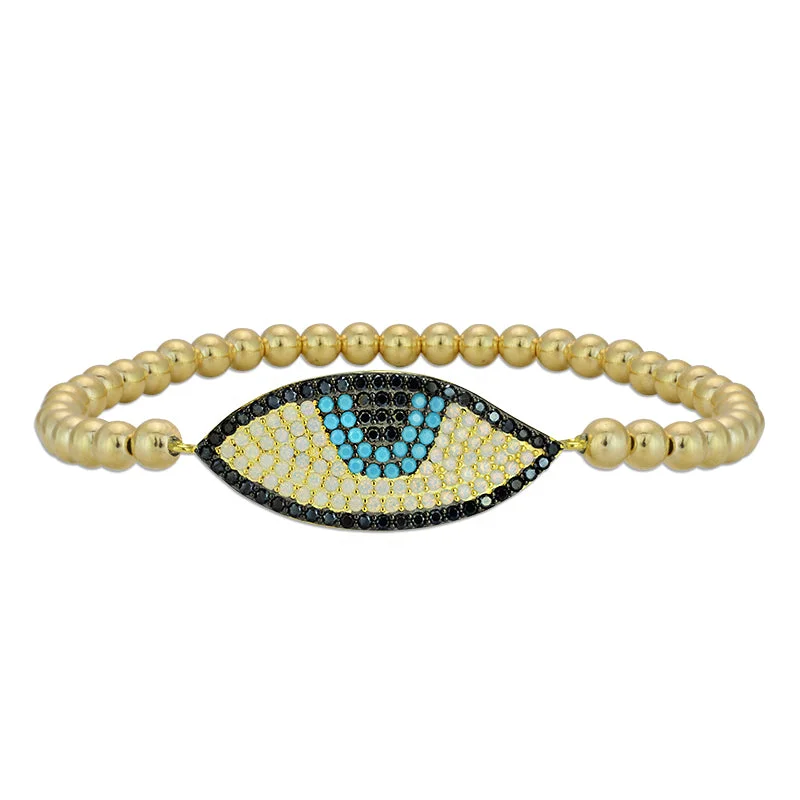 Women's beaded bracelets-Destiny Turquoise Evil Eye Bead Bracelet