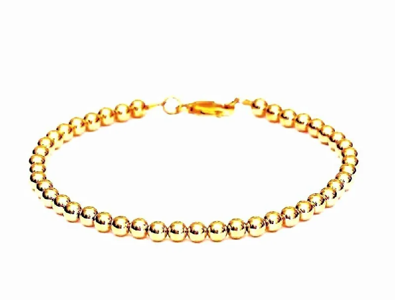 Women's sun bangles-14k Gold Bead Bracelet - 4mm - for Men and Women