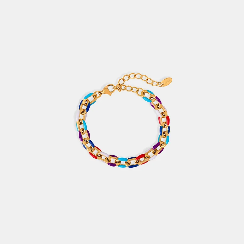 Women's pet memorial bangles-Stand Out: Stylish Multicolor Chain Bracelet for Women