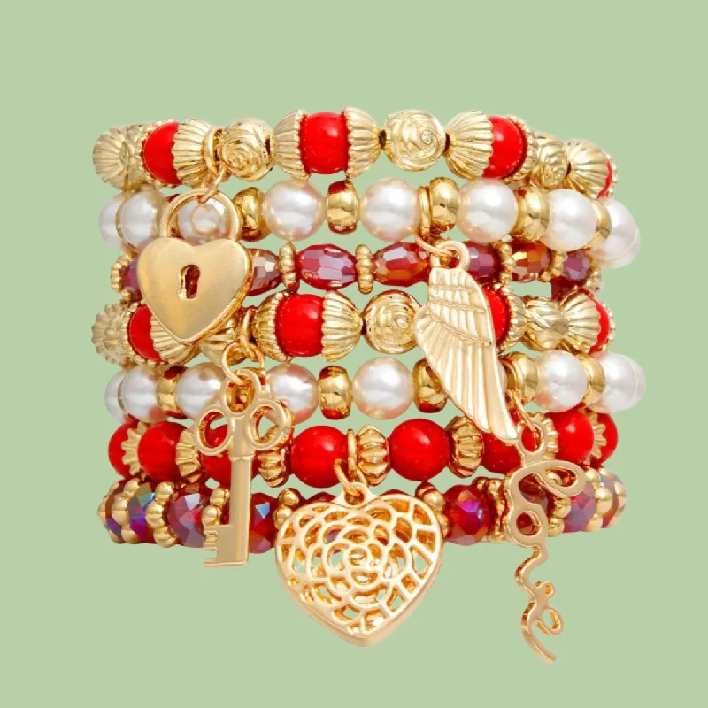 Women's family bangles-Women's Stretch Bracelet Set