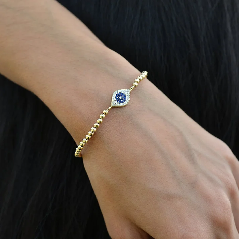 Women's cocktail bangles-Erin Blue Evil Eye Bead Bracelet