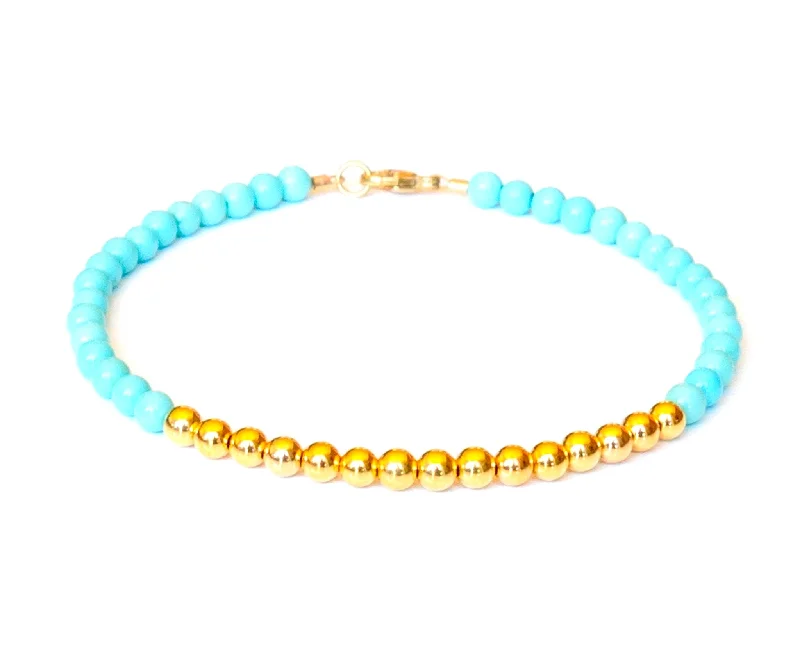 Women's ruby bangles-Turquoise Bracelet in 18k Gold - Women and Men's Bracelet