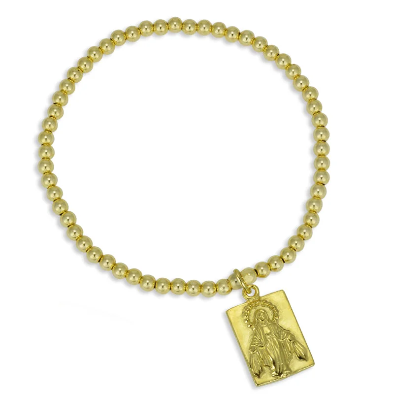 Women's cuff bracelets-Maria Virgin Mary Pendant Bead Bracelet