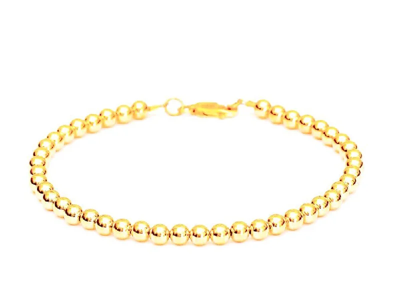 Women's heirloom bangles-18k Gold Bead Bracelet - Women and Men's Bracelet - 4mm