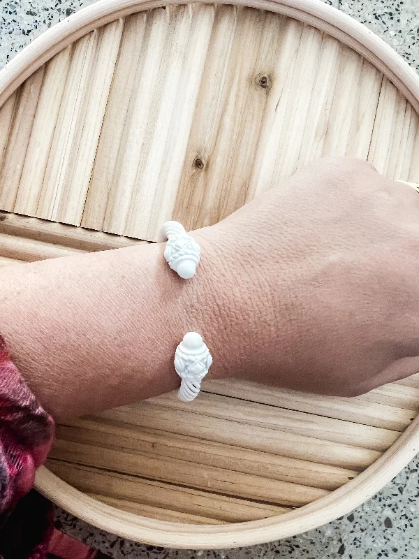 Women's pearl bangles-White Adjustable Bracelet